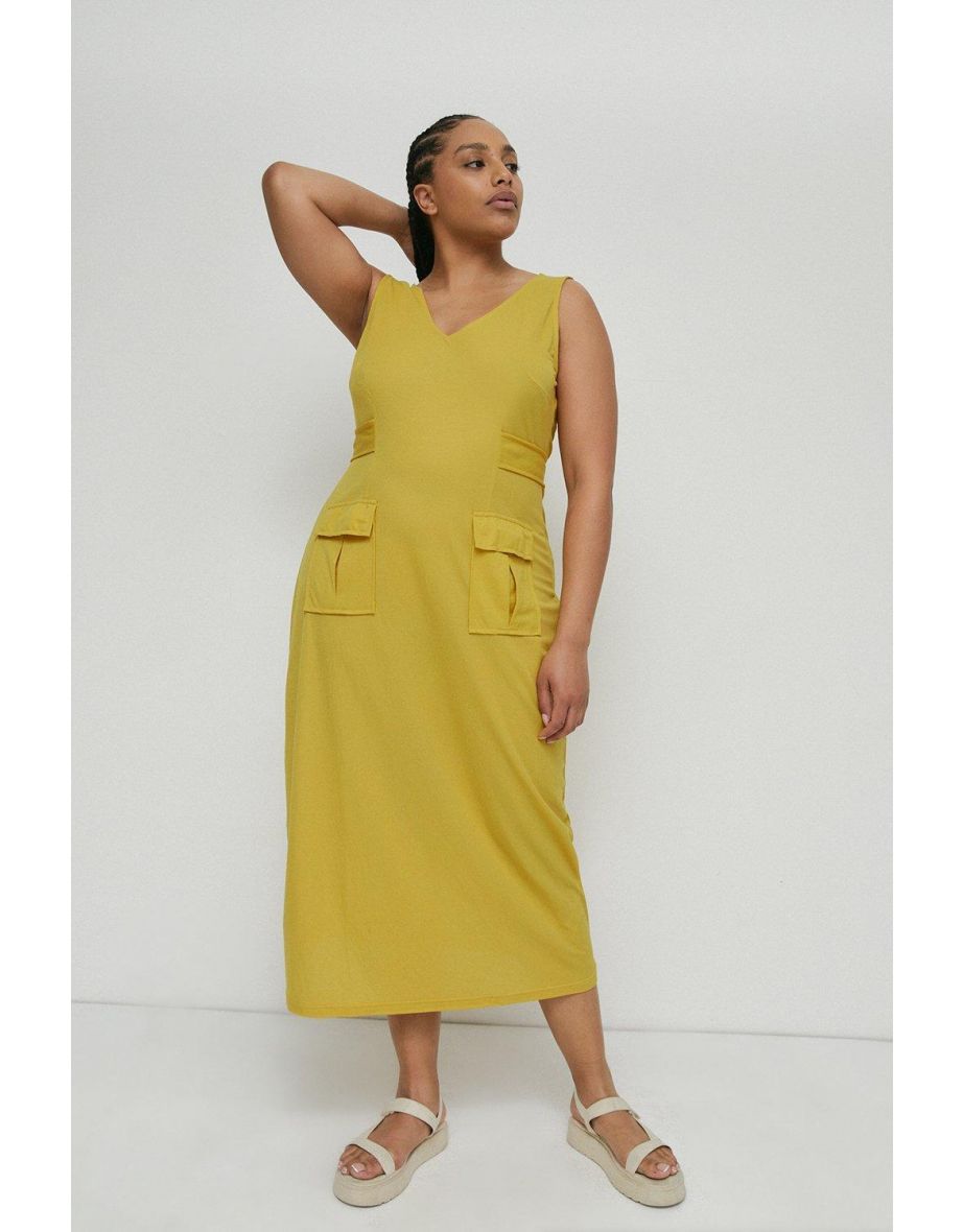 Warehouse yellow 2024 midi dress