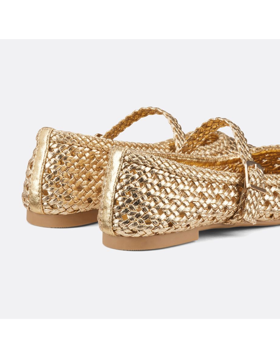 Metallic Woven Ballet Pumps - 2