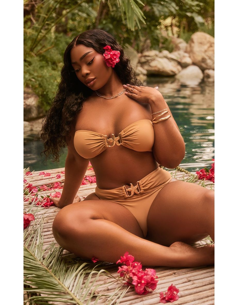 Plus Nude Starfish Trim Bandeau Bikini Top