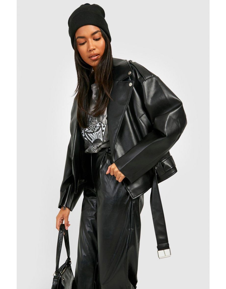 Shop Fur Lined Biker Jacket black Online in Qatar VogaCloset