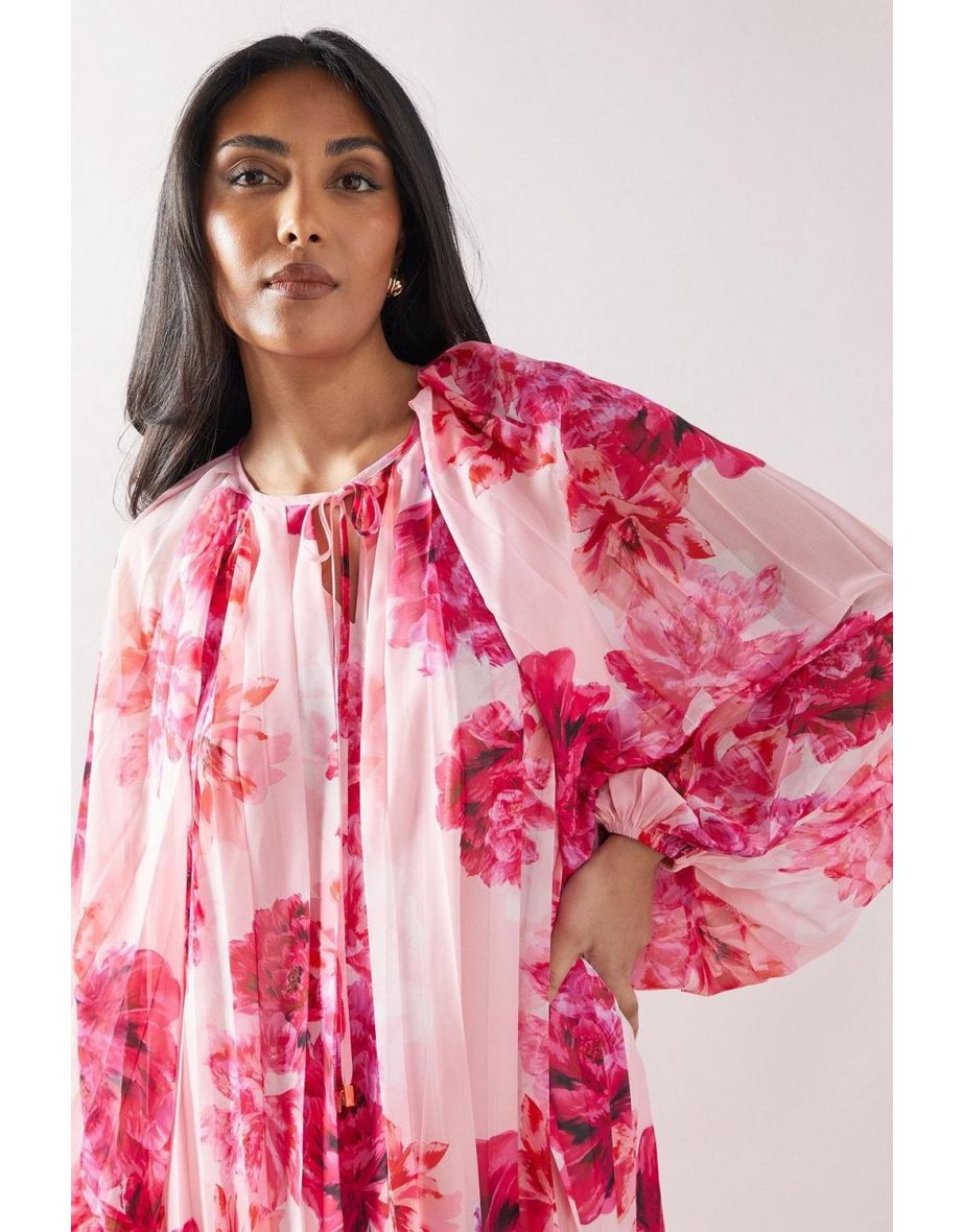Petite Floral Pleated Swing Dress - 3