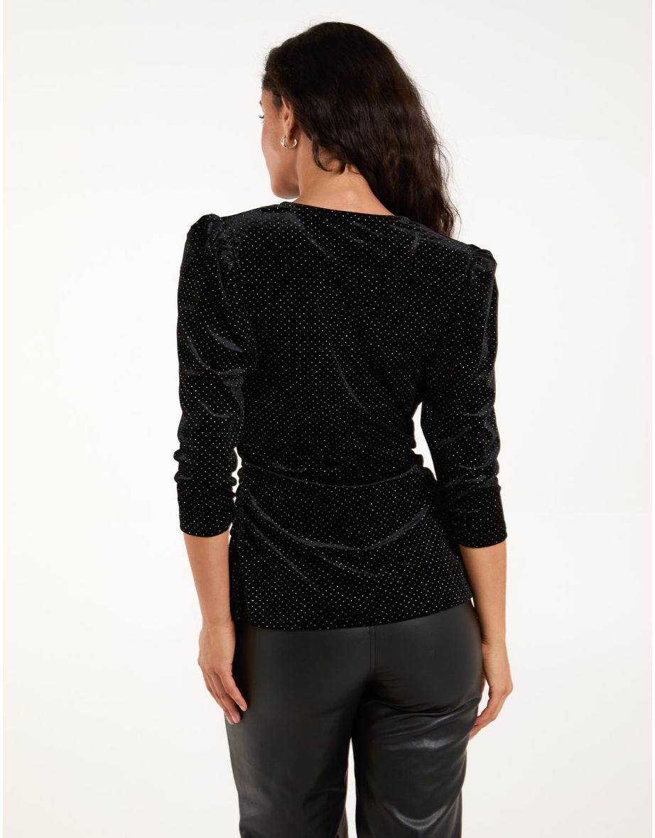 Wrap Glitter Velvet Top - 3