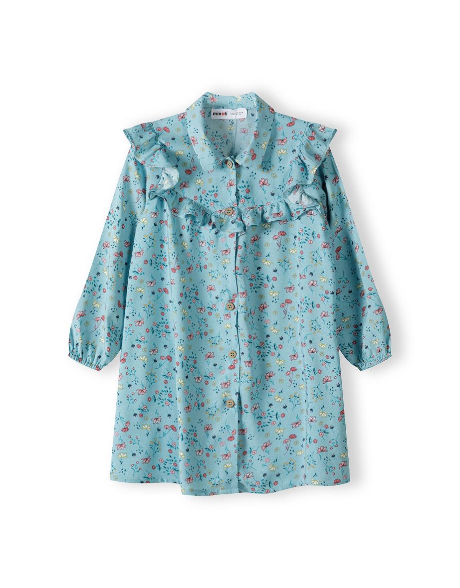 Girls Ditsy Floral Printed Shirt Dress
