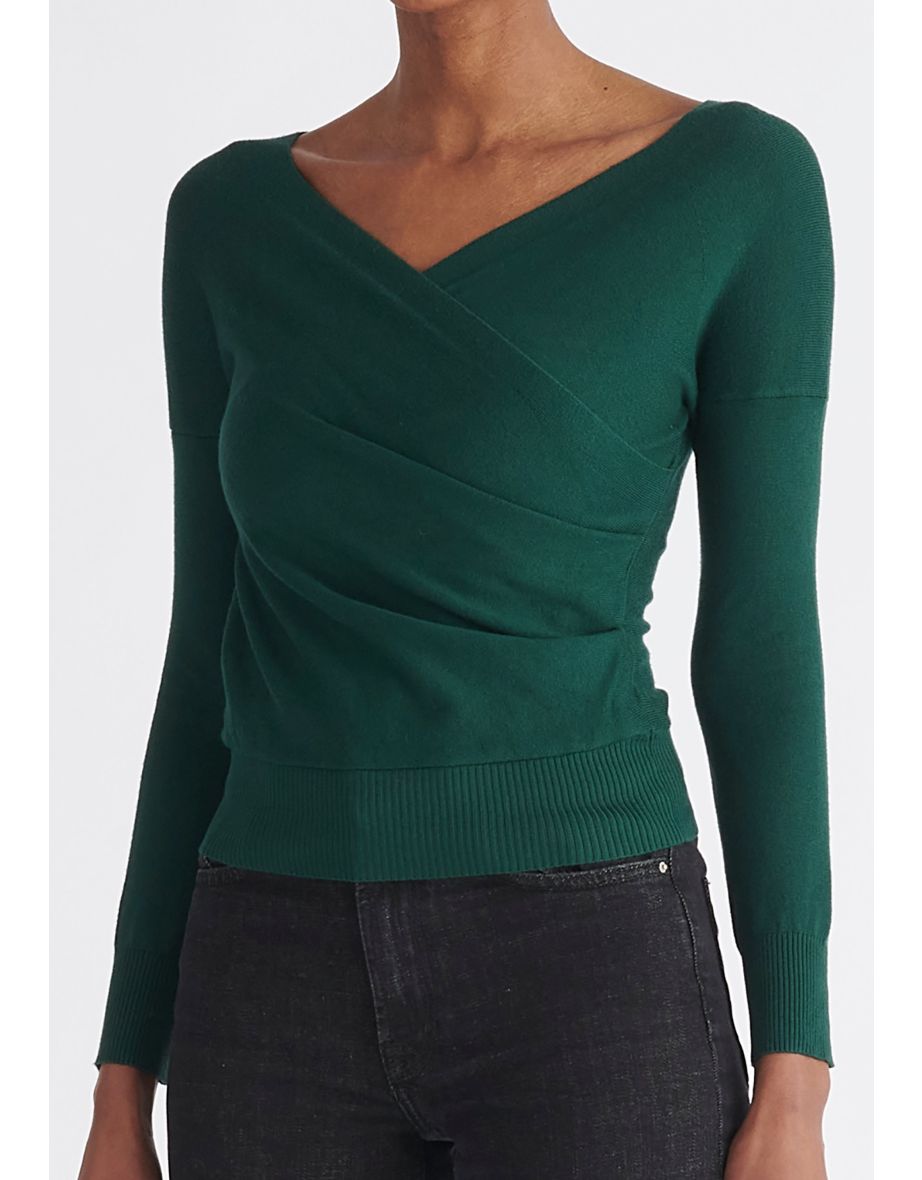 Knitted Wrap Top with Long Sleeves - 7