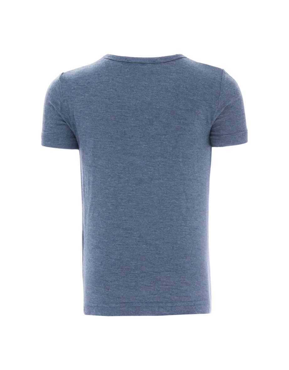 Blue Melange Solid Cotton T-Shirt - 1