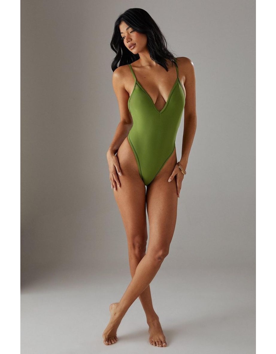 Deep Plunge High Leg Swimsuit - 2