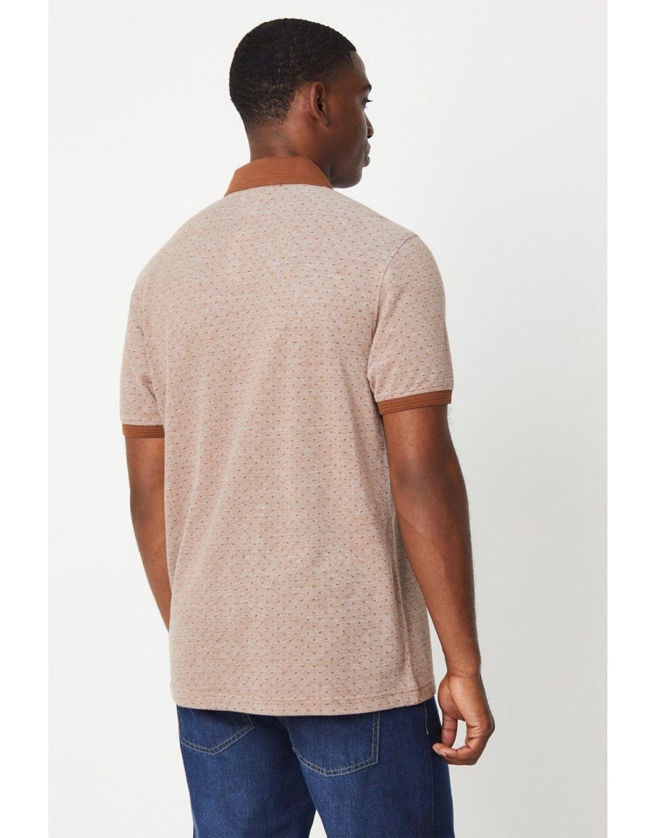 Rib Collar Jacquard Polo - 2