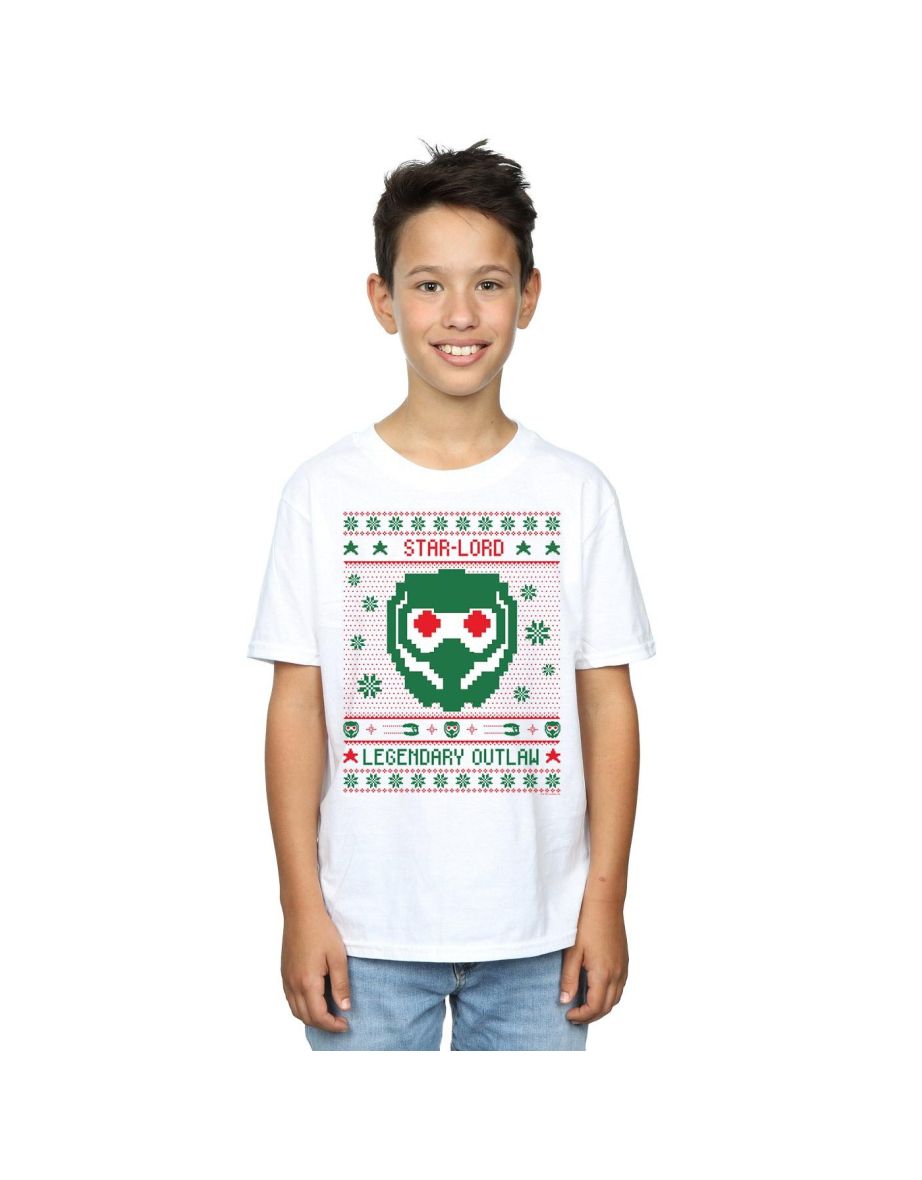 Marvel Boys Guardians Of The Galaxy Vol. 2 Star Lord Fair Isle T-Shirt - White