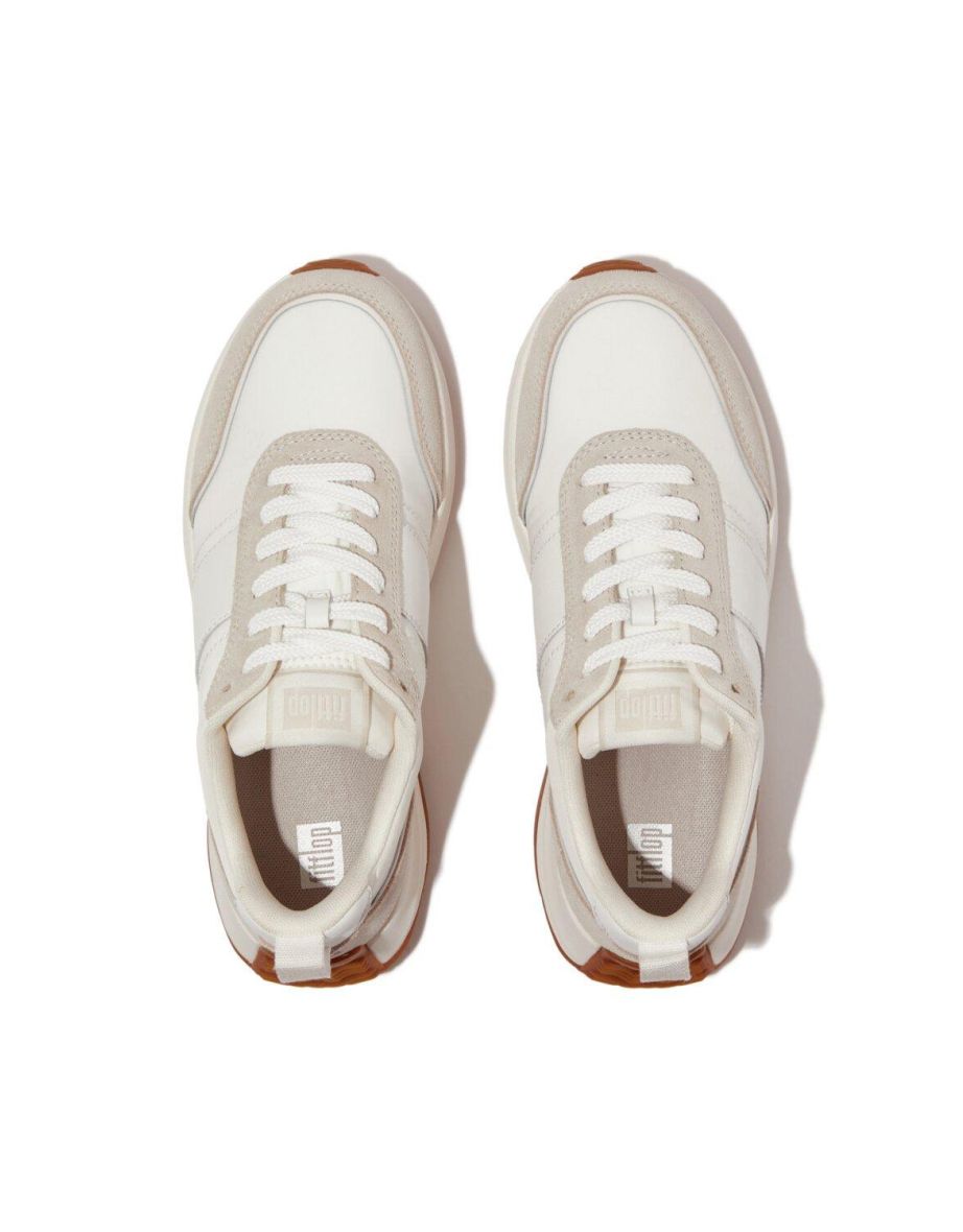 F-mode Flow Fabric/suede/leather Flatform Sneakers Urban White Mix - 2