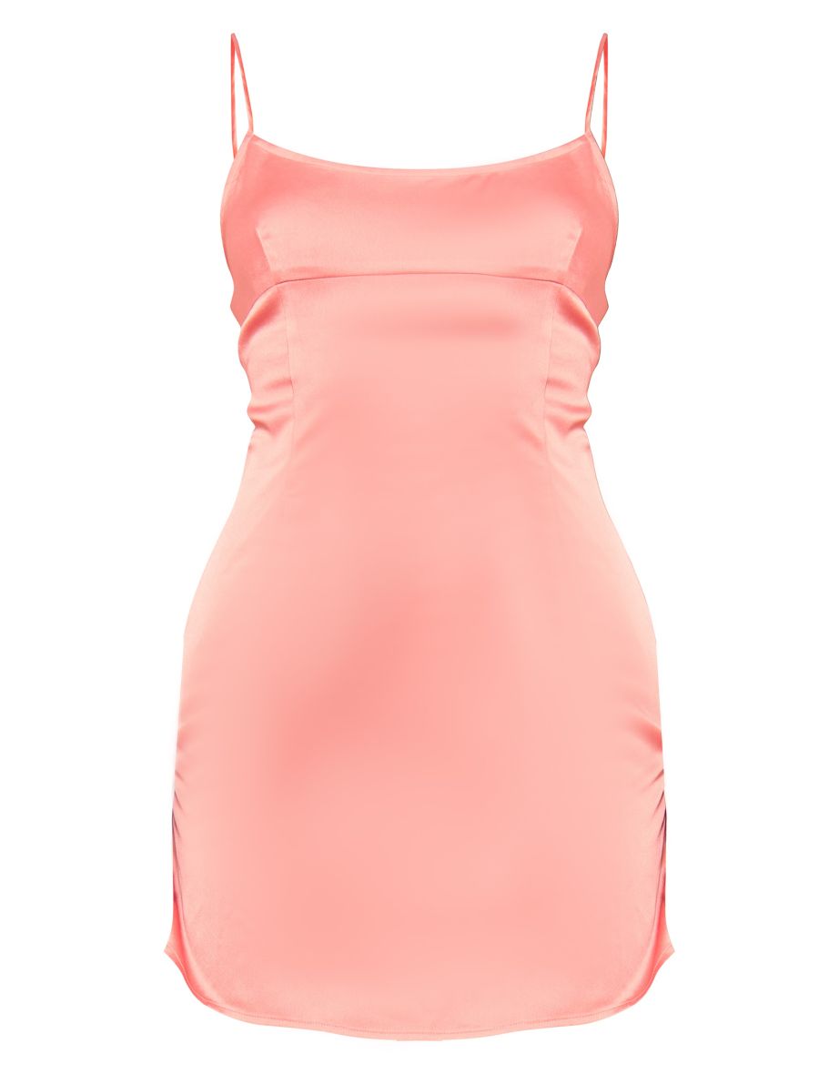 Candy Pink Satin Shift Dress - 4