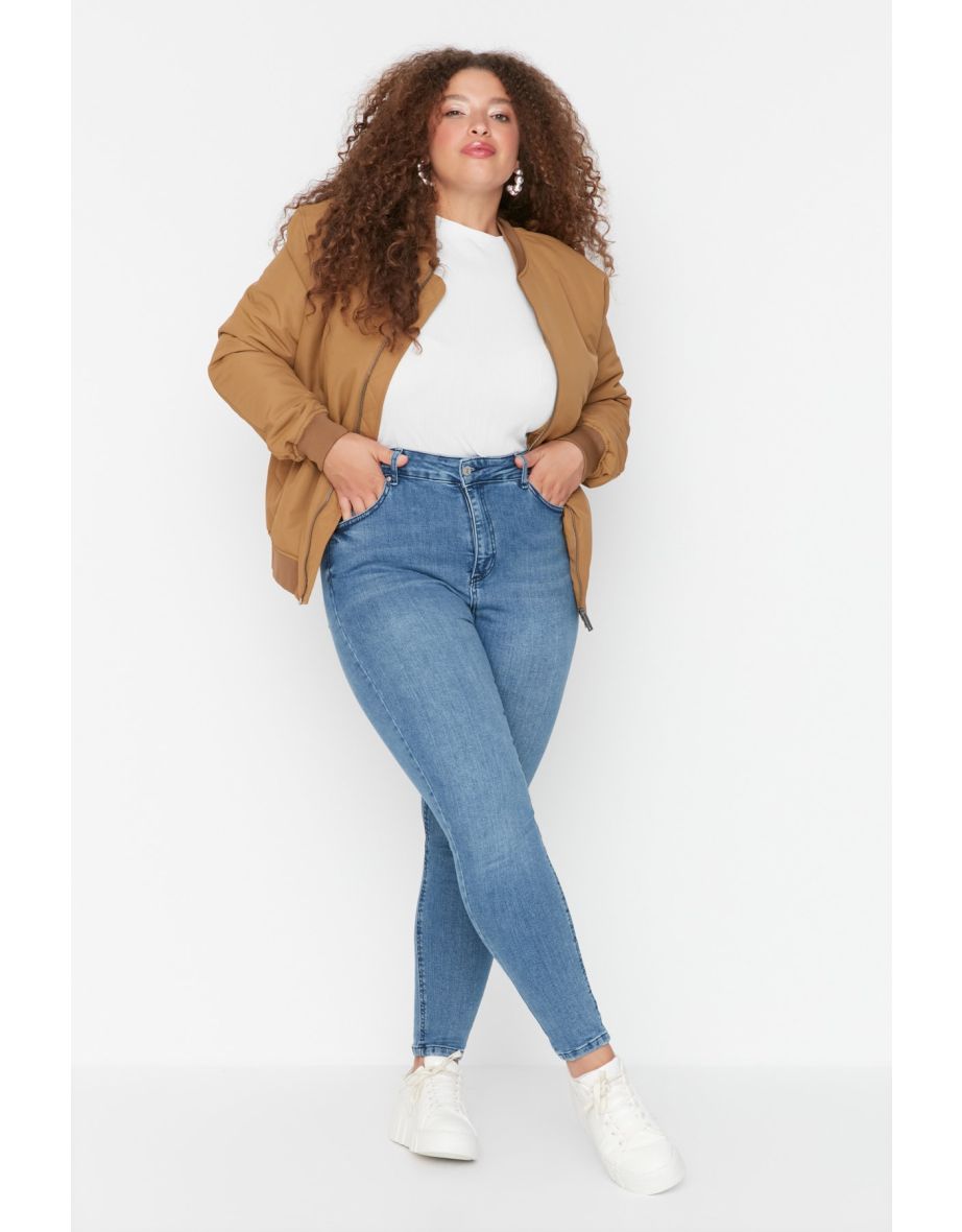 Shop Plus Size Jeans Blue Skinny Online in Qatar VogaCloset