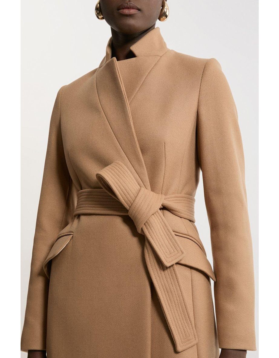 Premium Italian Manteco Wool Investment Notch Neck Tailored Midi Coat - 3