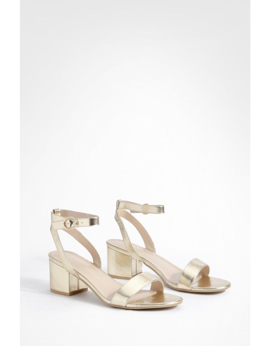 Shop Metallic Low Block Barely There Heels gold Online in Kuwait VogaCloset