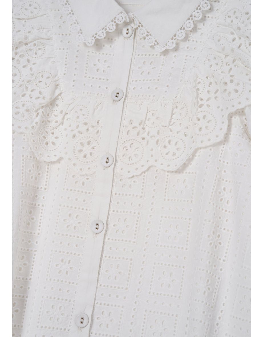 Amelie White Broderie Shirt Dress - 6