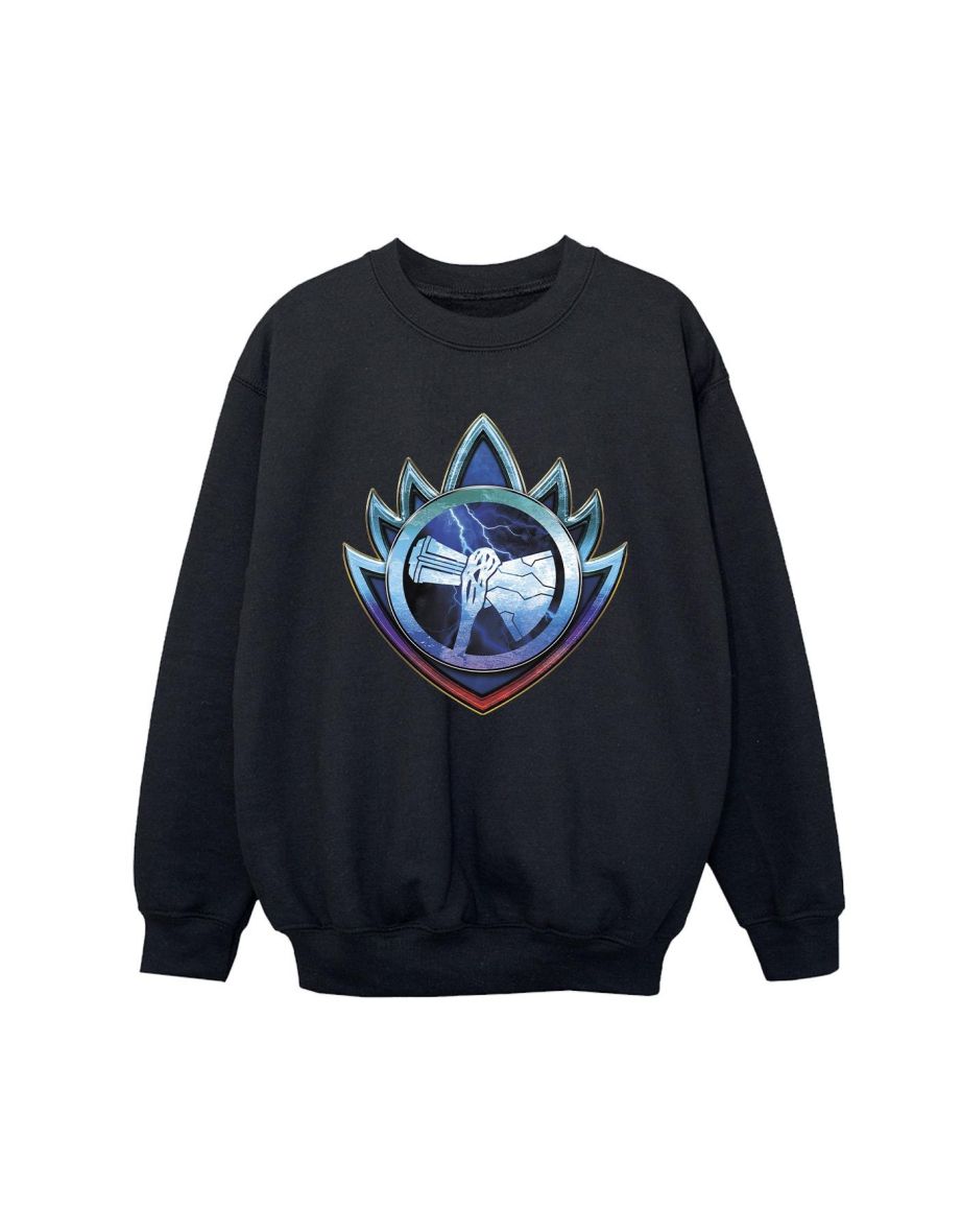 Marvel Boys Thor Love And Thunder Stormbreaker Crest Sweatshirt - Black - 1