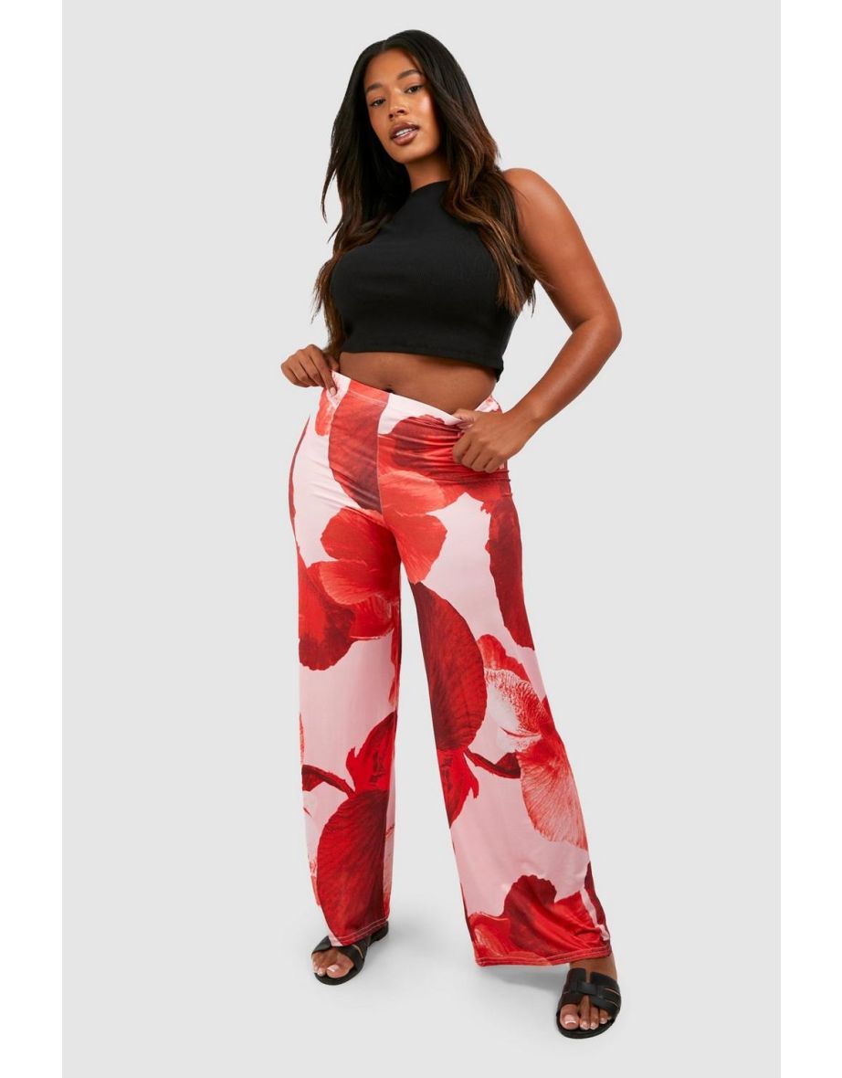 Plus Floral Wide Leg Pants