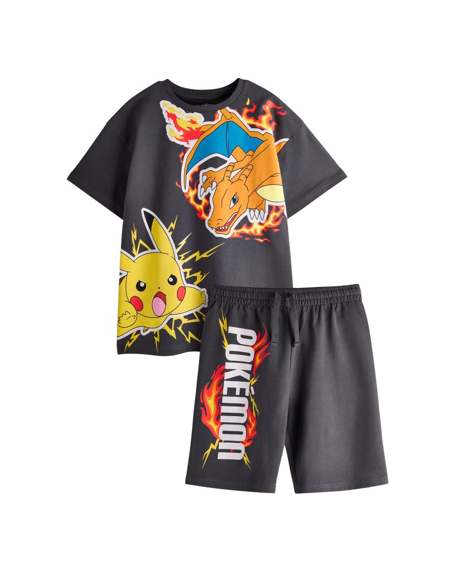 Pokemon Boys Pikachu & Charizard T-Shirt & Shorts Set - Black
