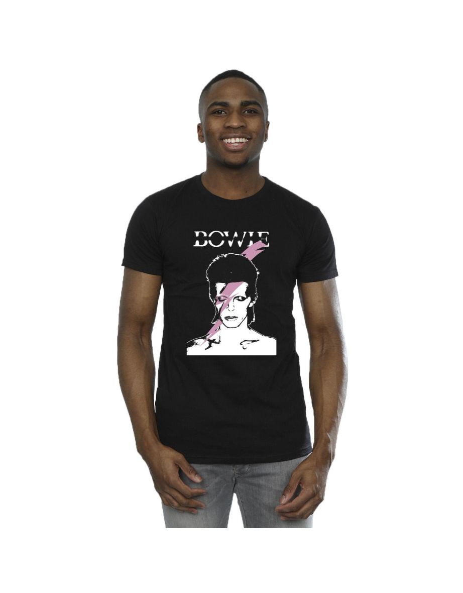 David Bowie Mens Pink Flash T-Shirt - Black