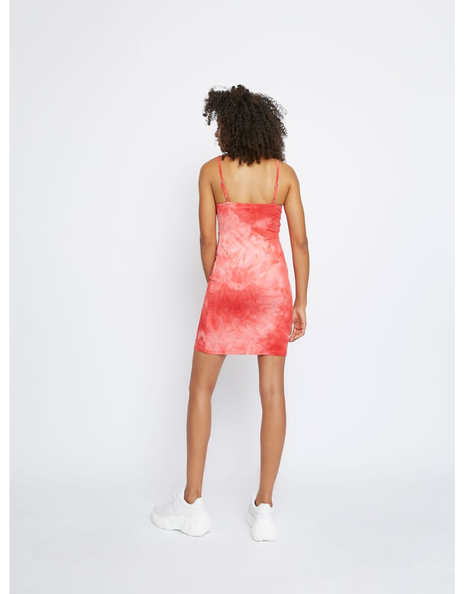 Glamorous Coral Pink Tie Dye Mini Dress - 2