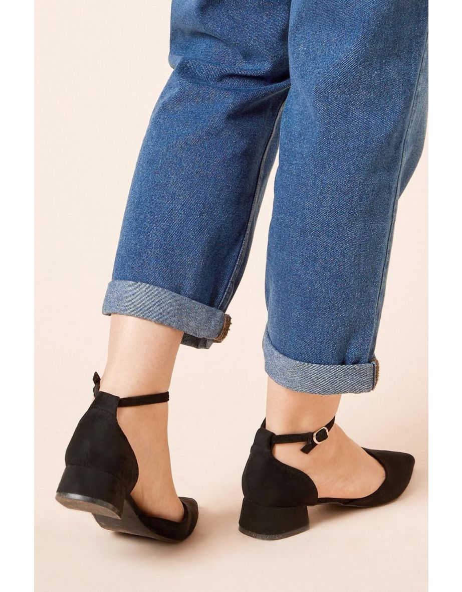 Bennie Faux Suede Pointed Low Block Heel Court Shoes - 3