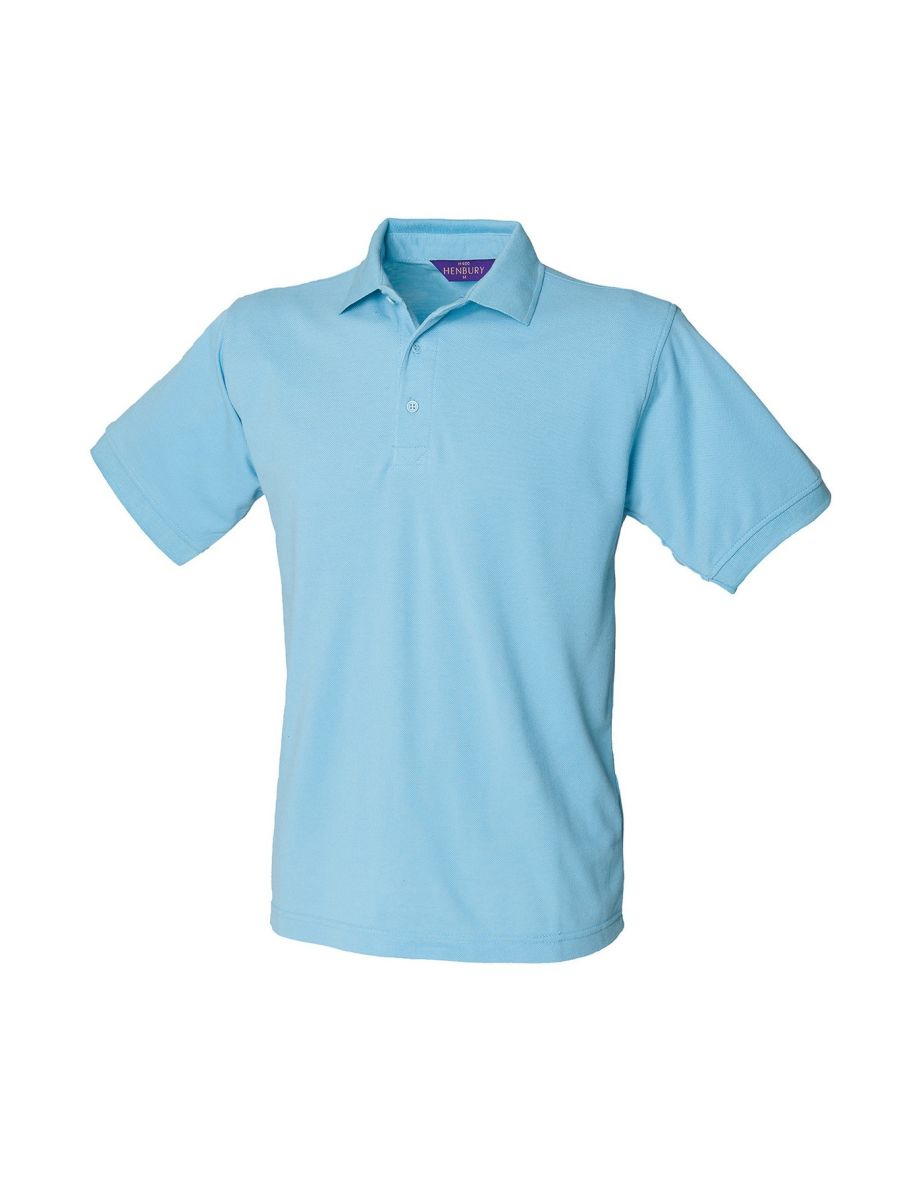 Henbury Mens Polycotton Heavy Polo Shirt - Sky Blue
