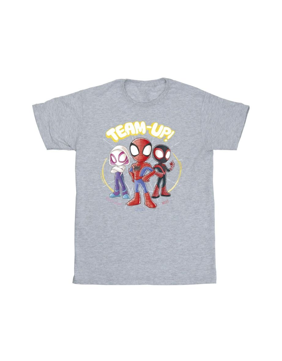 Marvel Girls Spidey And His Amazing Friends Sketch Cotton T-Shirt - Sports Grey - 1