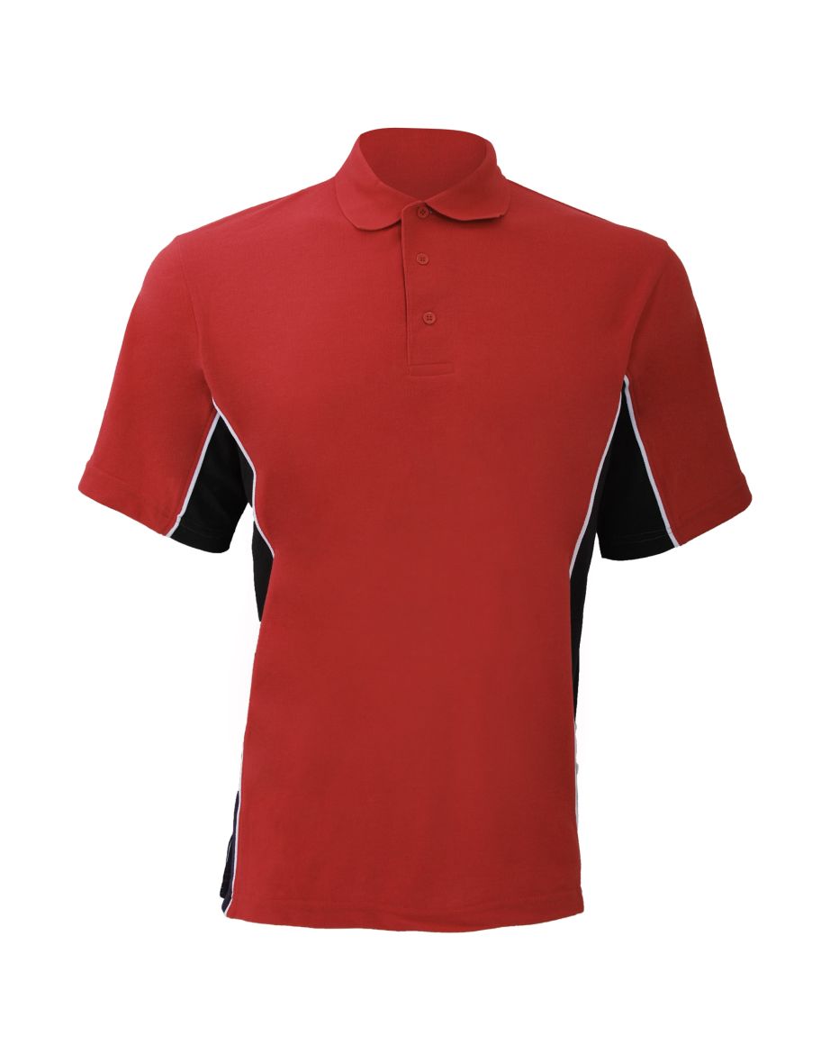 Gamegear® Mens Track Pique Short Sleeve Polo Shirt Top - Red/Black/White