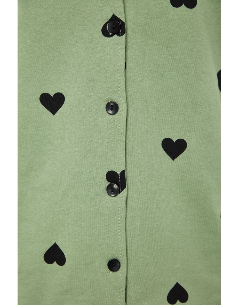 Pajama Set - Green - Heart - 7