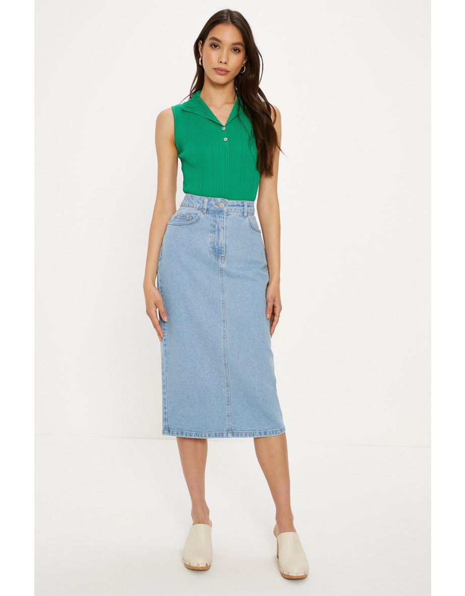 Midi Straight Denim Skirt
