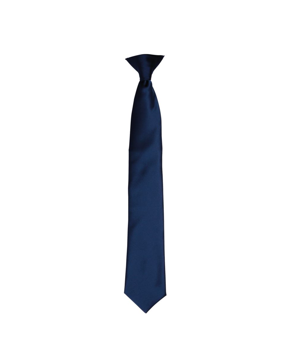 Premier Colours Mens Satin Clip Tie - Navy