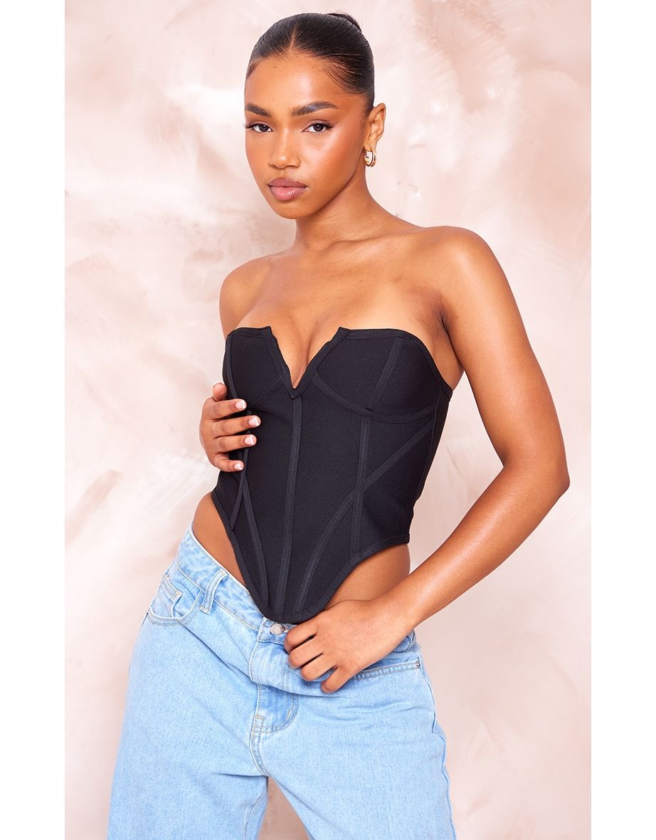 Trendyol Plunge Corset Top In Black