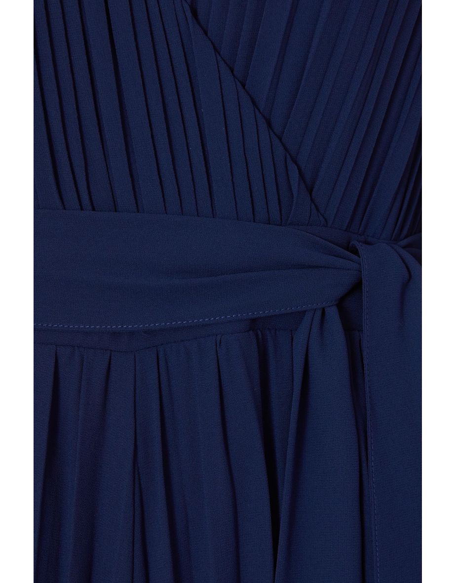 Navy Chiffon Pleated Jumpsuit - 5