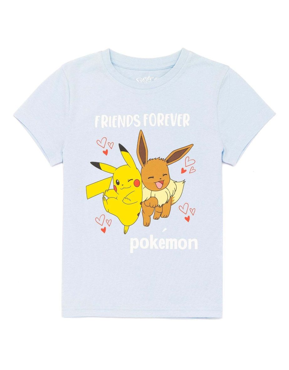 Pokemon Girls Eevee Pikachu T-Shirt - Blue/Yellow/Orange