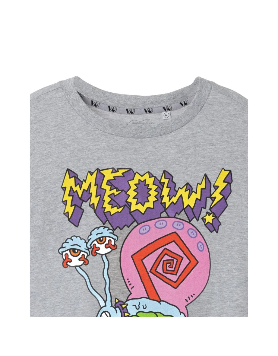 SpongeBob SquarePants Mens Meow Gary Marl T-Shirt - Grey - 2