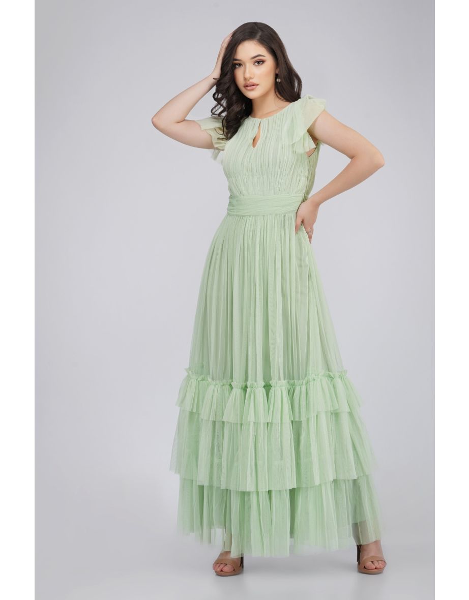 Diva Sage Green Tulle Bridesmaid Dress