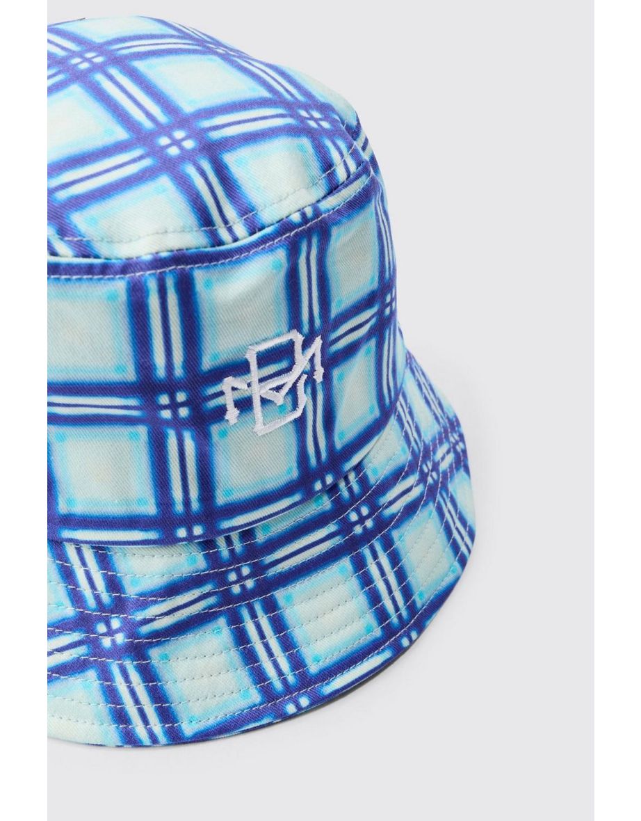 Bm Checked Bucket Hat In blue - blue - 3
