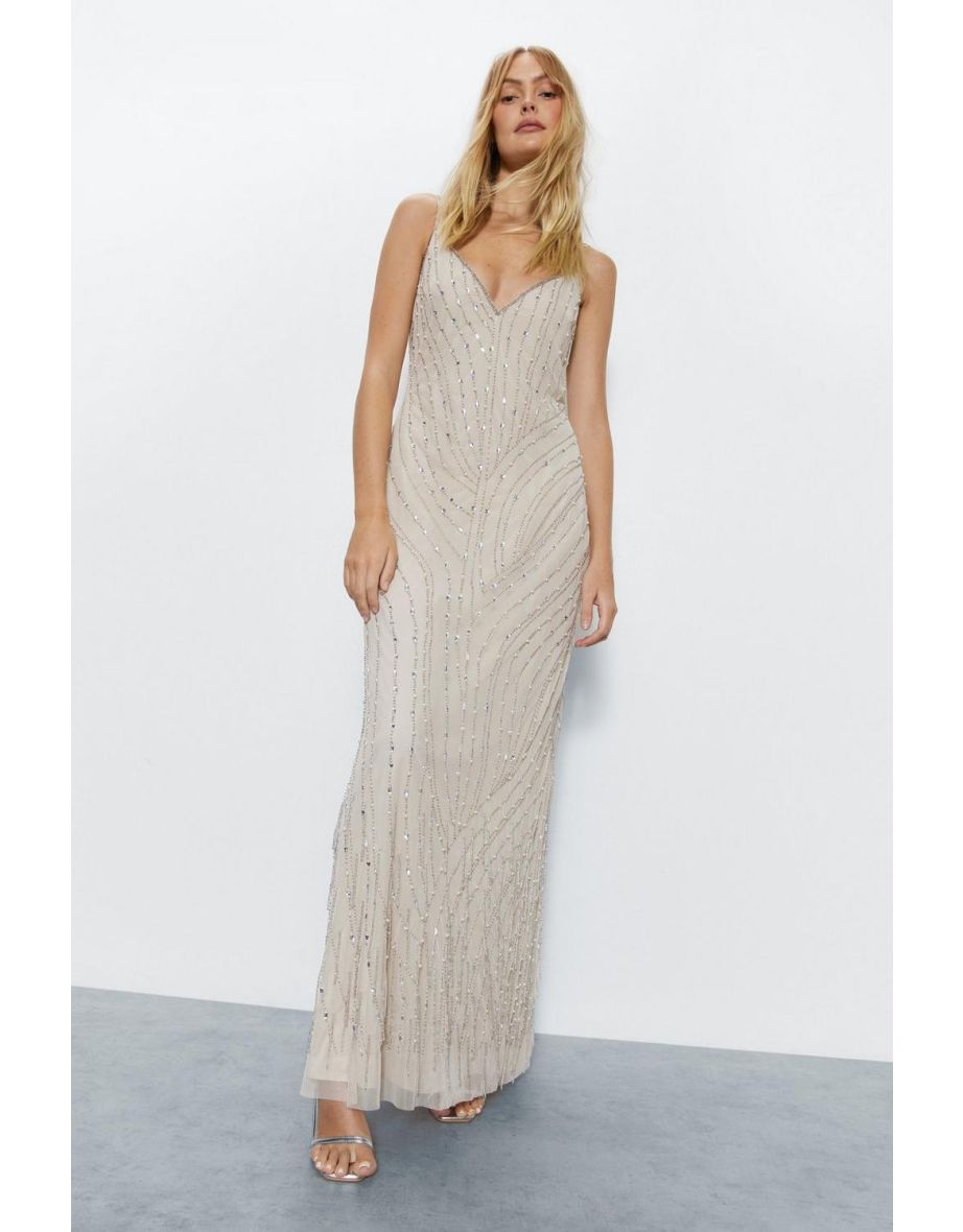 Sheer Embellished Maxi Slip Dress