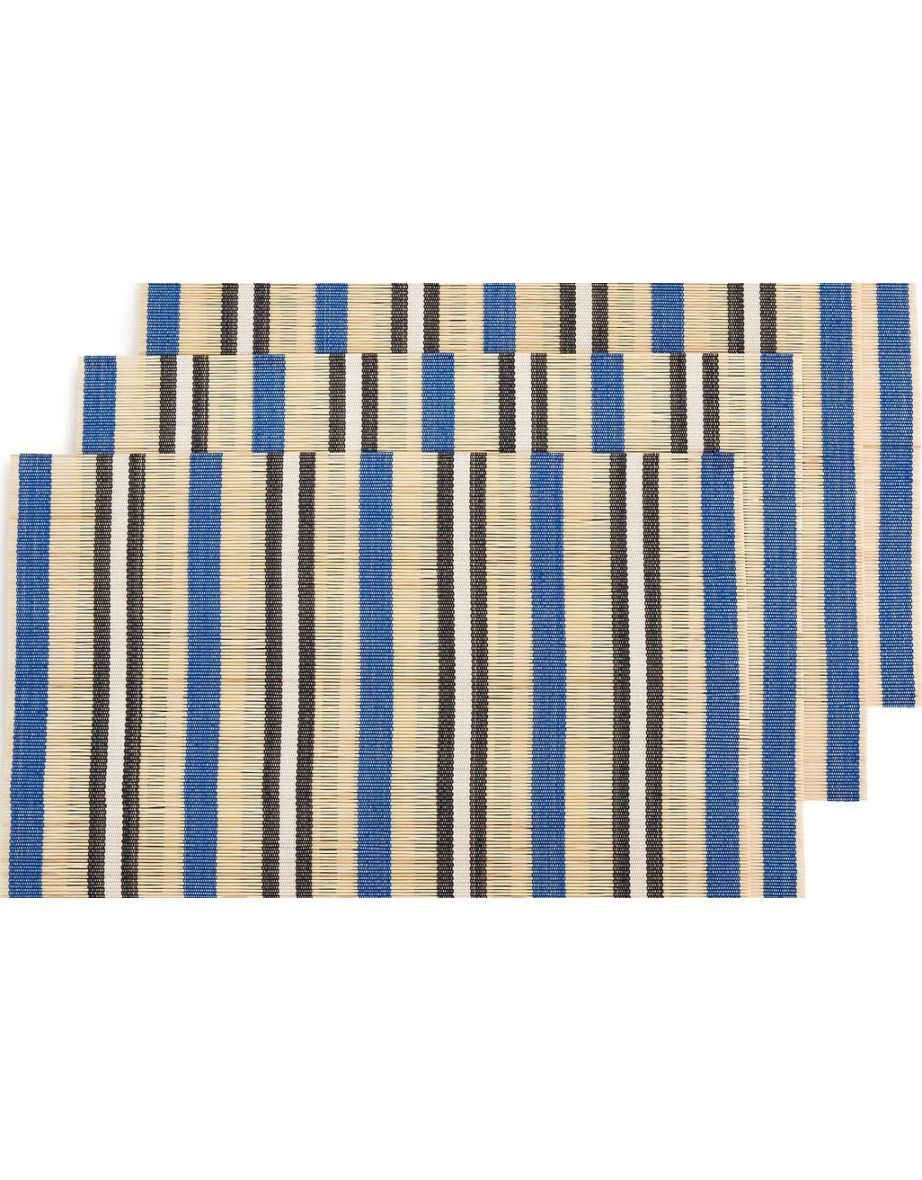 Set of 4 Retan Striped Rectangular Bamboo Placemats