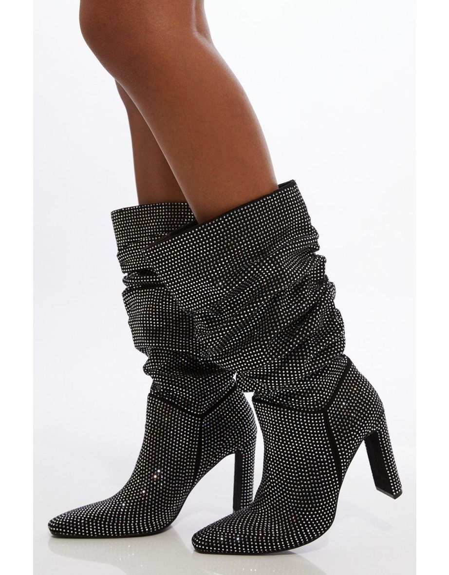 All Over Hot Fix Slouchy Heeled Boot - 1