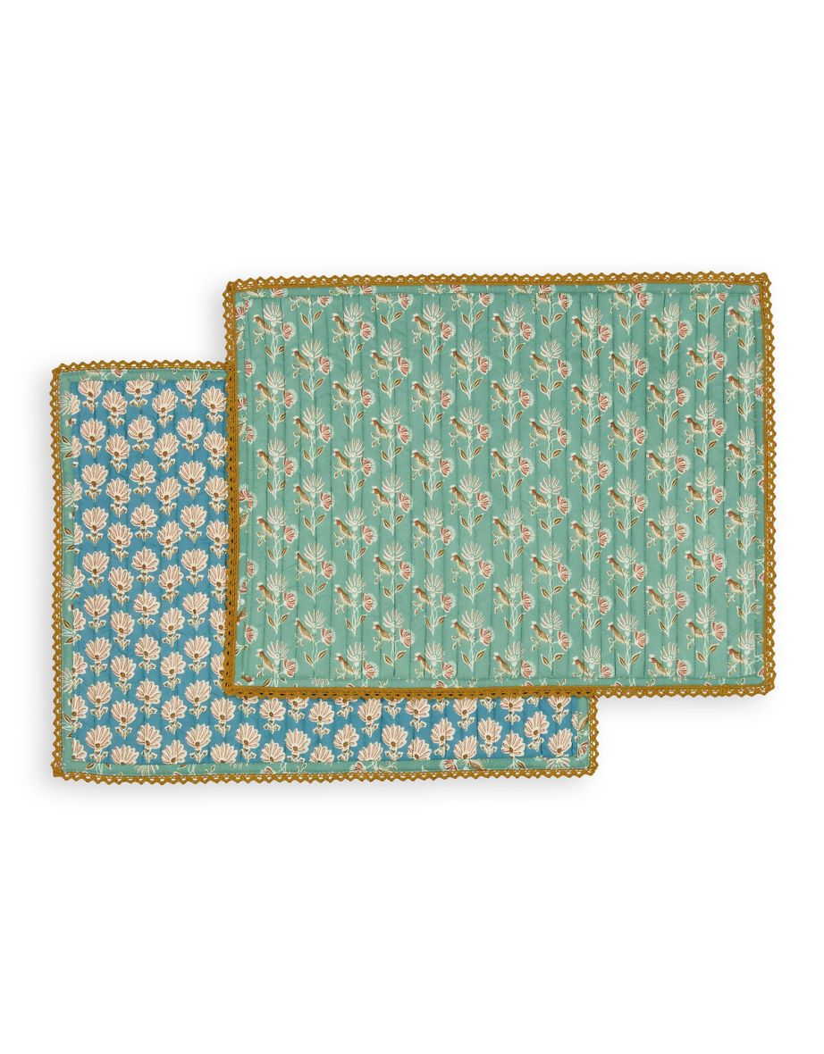 Set of 2 Nadesha Floral 100% Cotton Voile Placemats - 1