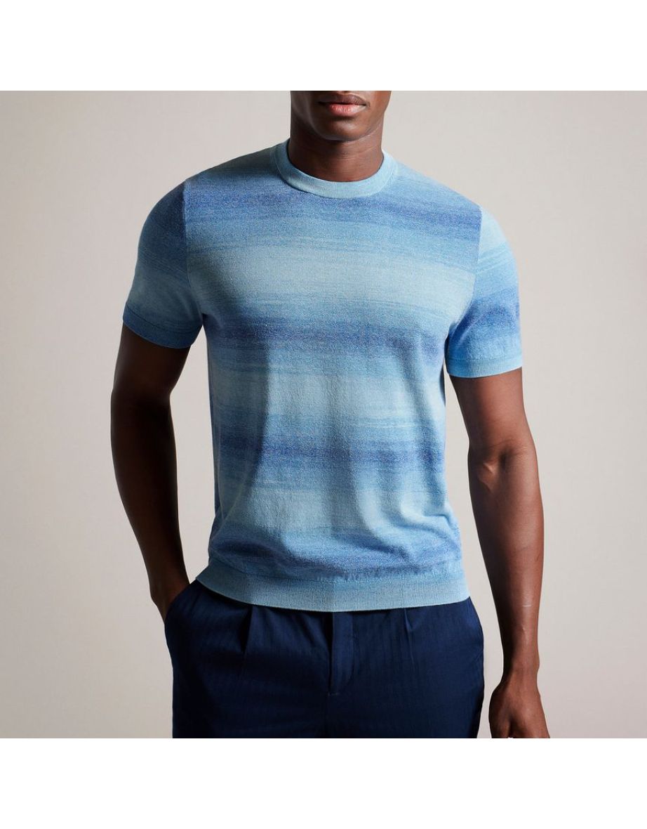 Men's Ted Baker Notte Ombre Knitted T-Shirt in Blue