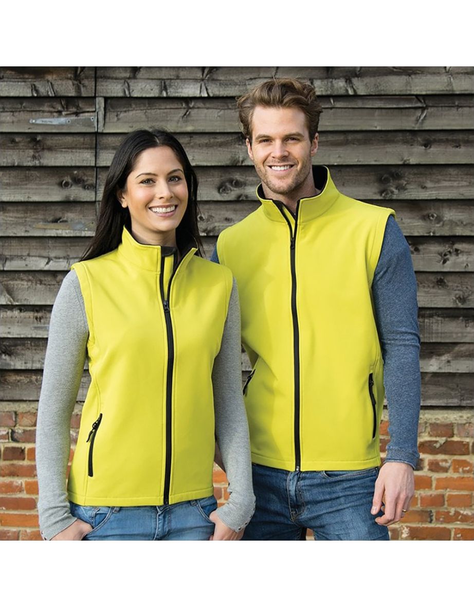 Result Core Womens/Ladies Printable Softshell Bodywarmer - Yellow /Black - 1
