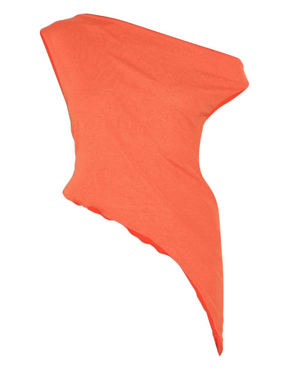 Paprika Burnout Mesh Asymmetric Long Top - 4