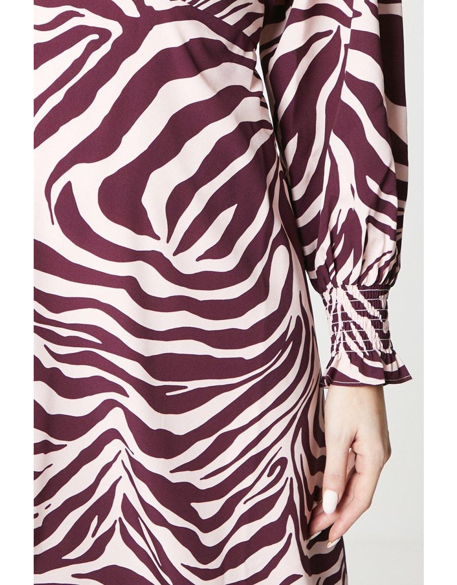 Shirred Cuff Empire Seam Midi Dress - 3