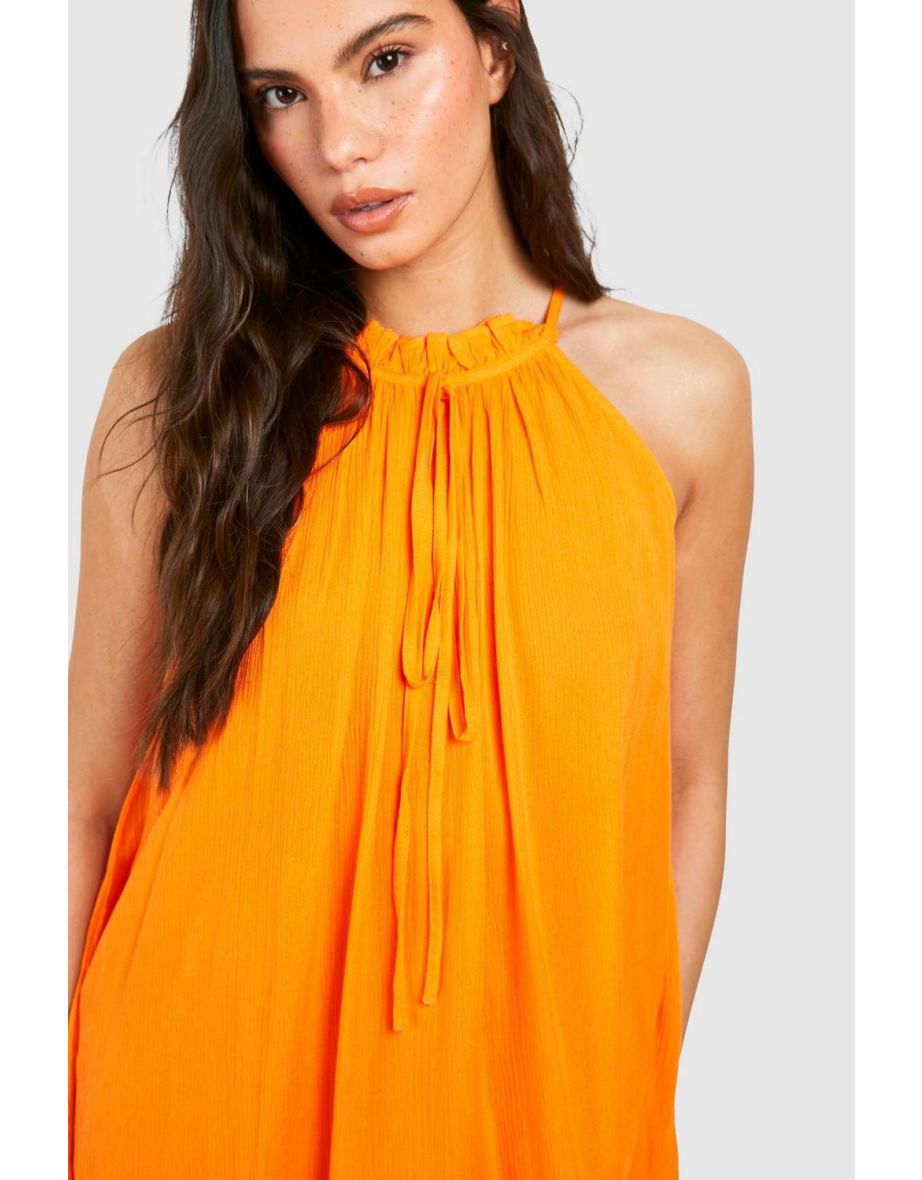 Cheesecloth Mini Smock Dress - orange - 3
