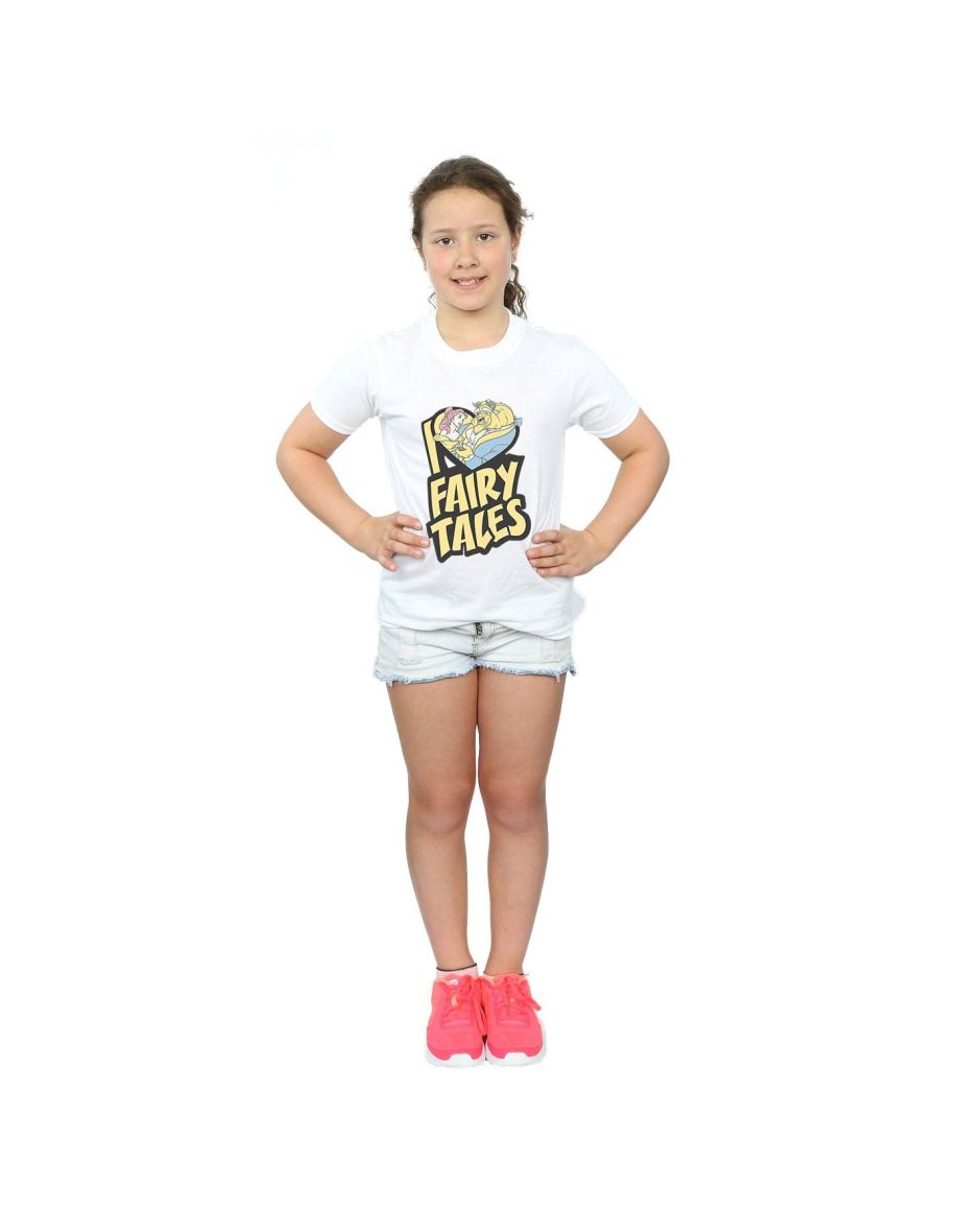 Disney Girls Beauty And The Beast I Love Fairy Tales Cotton T-Shirt - White