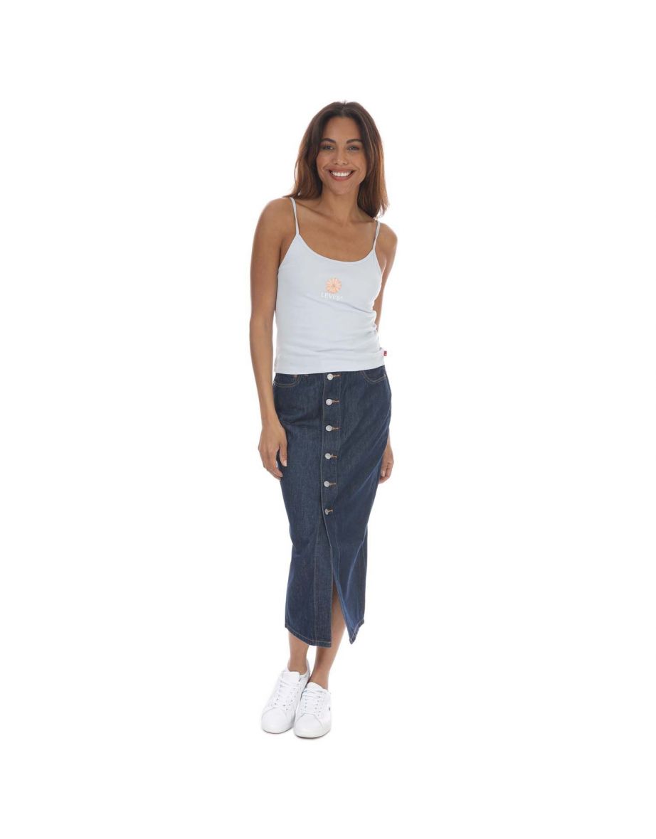 Blue Denim Column Midaxi Skirt