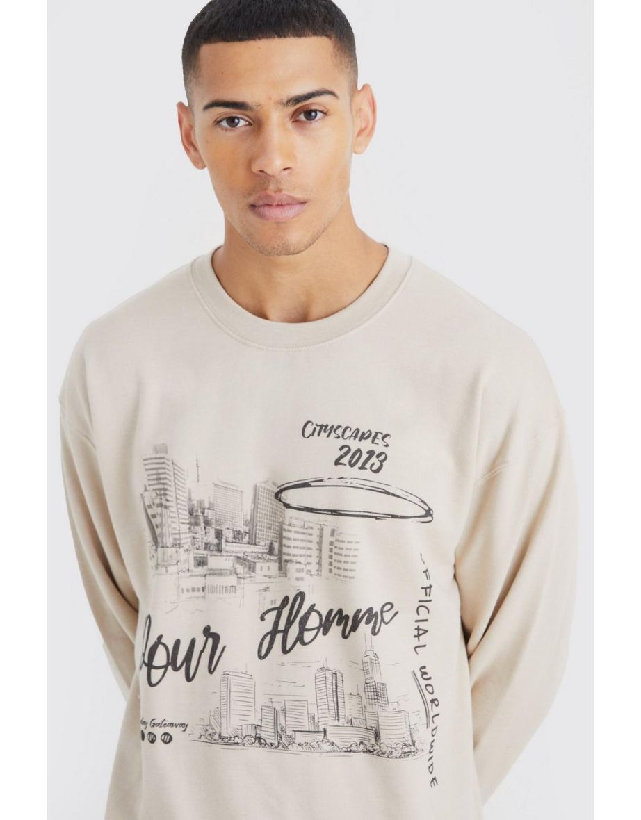 Oversized Pour Homme Skyscraper Sweatshirt - sand - 2