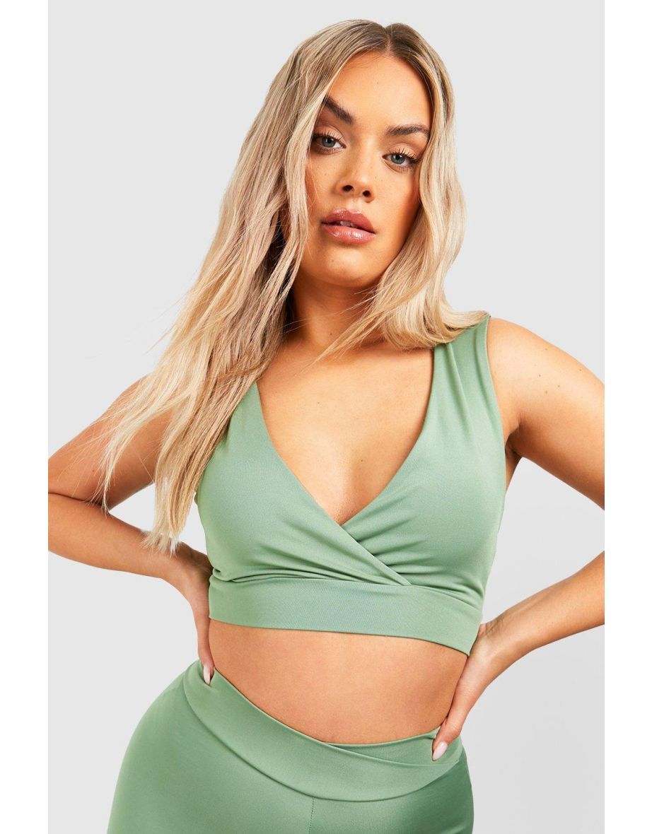 Plus Wrap Front Sport Bra - sage - 3