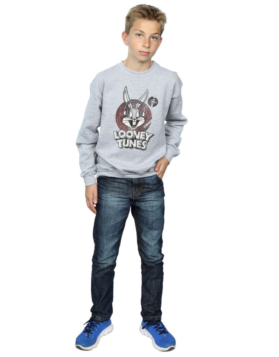 Looney Tunes Boys Bugs Bunny Circle Logo Sweatshirt - Sports Grey - 3